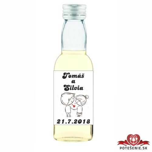 Svatební mini lahvička s alkoholem, motív S046 - Svatební lahvičky malé