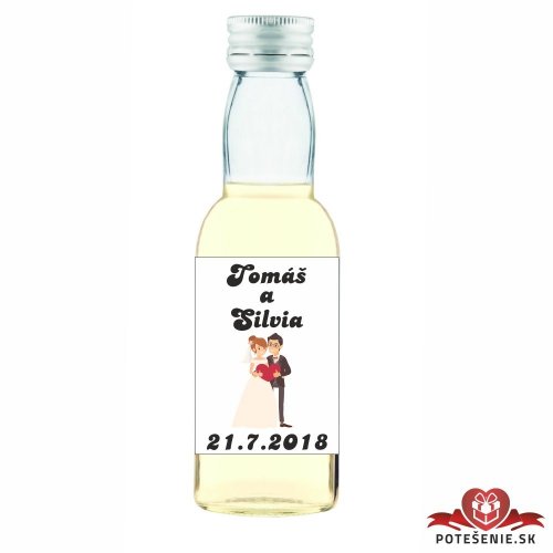 Svatební mini lahvička s alkoholem, motív S071 - Svatební lahvičky malé