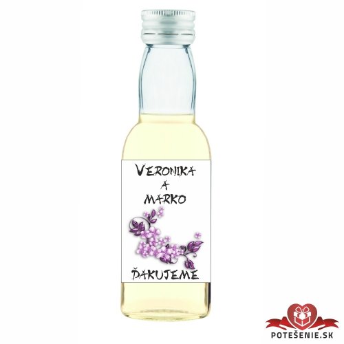 Svatební mini lahvička s alkoholem, motív S107 - Svatební lahvičky malé