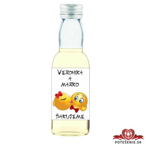Svatební mini lahvička s alkoholem, motív S143 - Svatební lahvičky malé