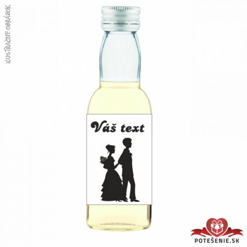 Svatební mini lahvička s alkoholem, motív S281 - Svatební lahvičky malé