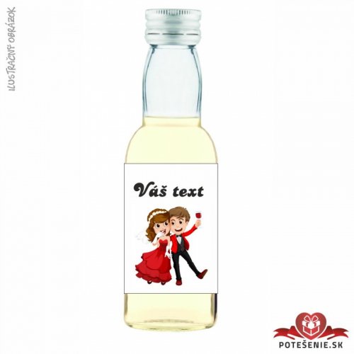 Svatební mini lahvička s alkoholem, motív S288 - Svatební lahvičky malé