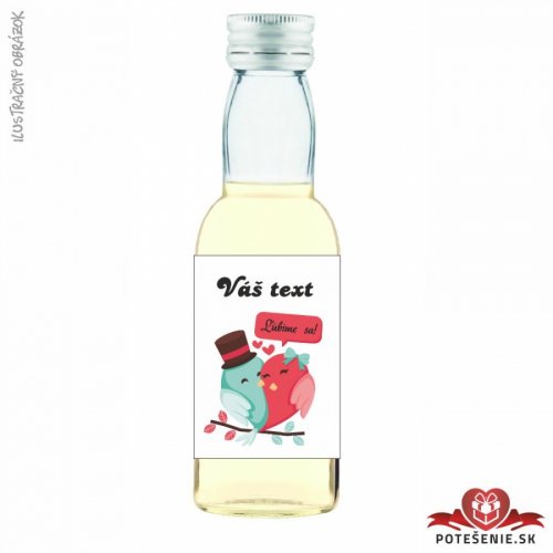 Svatební mini lahvička s alkoholem, motív S379 - Svatební lahvičky malé