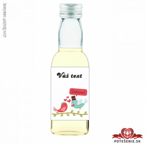 Svatební mini lahvička s alkoholem, motív S390 - Svatební lahvičky malé